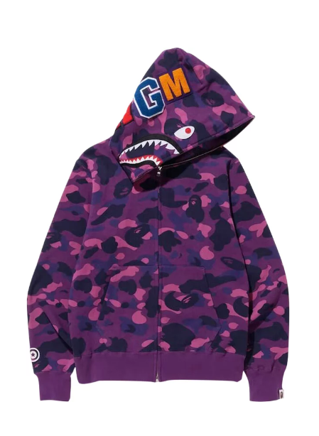 BAPE Color Camo Shark Full Zip Hoodie Purple