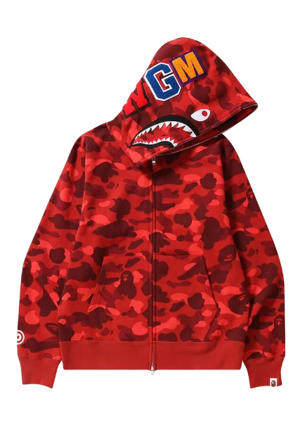 BAPE Color Camo Shark Full Zip Hoodie Red