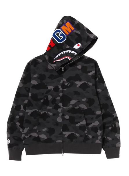 BAPE Color Camo Shark Full Zip Hoodie Black