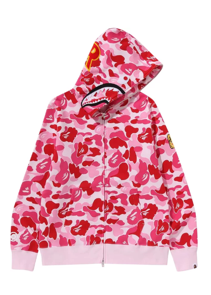 BAPE ABC Camo Shark Full Zip Hoodie Pink